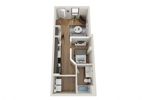 Floor plan for studio, 1 bath, 532 sqft